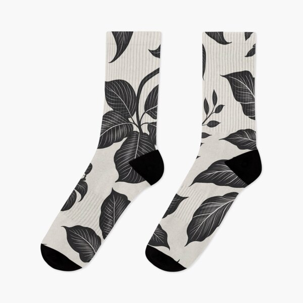 Item preview, Black and White Botanical Leaf Pattern designed and sold by Mindful Wall Art Studio.