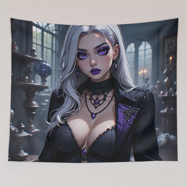 Item preview, Hot Halloween Anime Babe Goth Mommy Waifu Woman designed and sold by Your New Fixation.