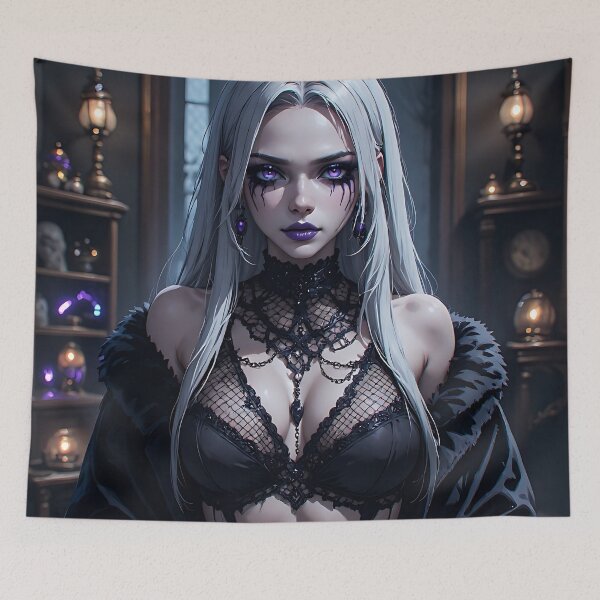 Item preview, Hot Halloween Anime Babe Goth Mommy Waifu Woman designed and sold by Your New Fixation.