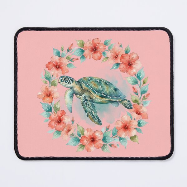 Item preview, Watercolor Tropical Sea Turtle Hibiscus Flower Wreath designed and sold by bvdesignart.