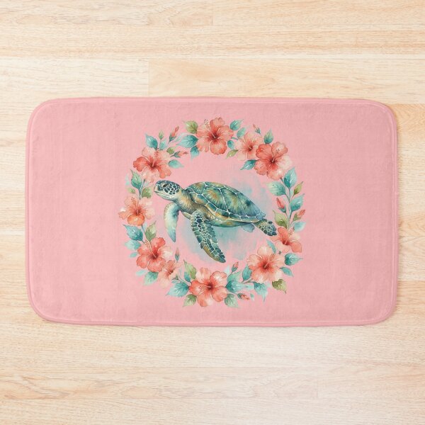 Item preview, Watercolor Tropical Sea Turtle Hibiscus Flower Wreath designed and sold by bvdesignart.