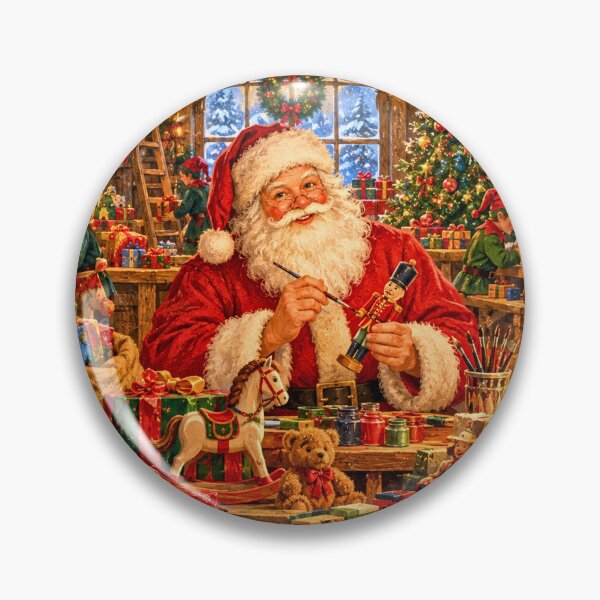 Item preview, Vintage Santa Christmas Workshop – Cozy Storybook Holiday Illustration designed and sold by lavanya11.