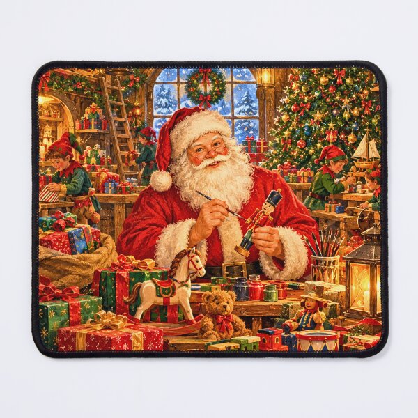 Item preview, Vintage Santa Christmas Workshop – Cozy Storybook Holiday Illustration designed and sold by lavanya11.