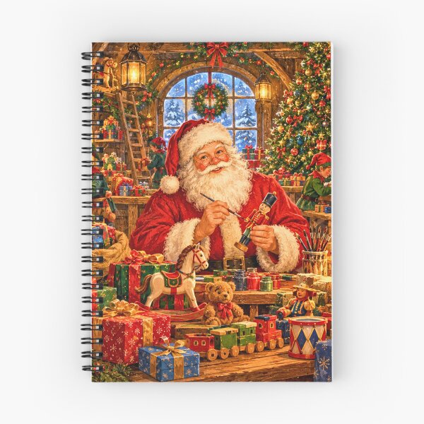 Item preview, Vintage Santa Christmas Workshop – Cozy Storybook Holiday Illustration designed and sold by lavanya11.