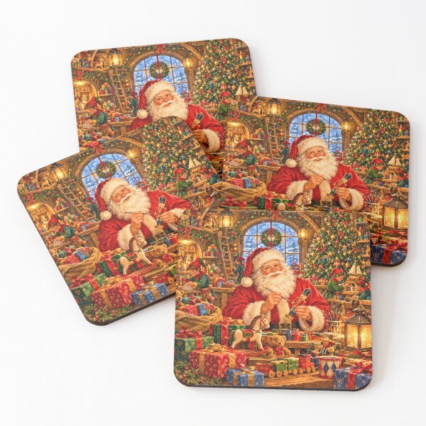 Item preview, Vintage Santa Christmas Workshop – Cozy Storybook Holiday Illustration designed and sold by lavanya11.