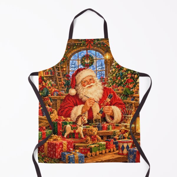Item preview, Vintage Santa Christmas Workshop – Cozy Storybook Holiday Illustration designed and sold by lavanya11.