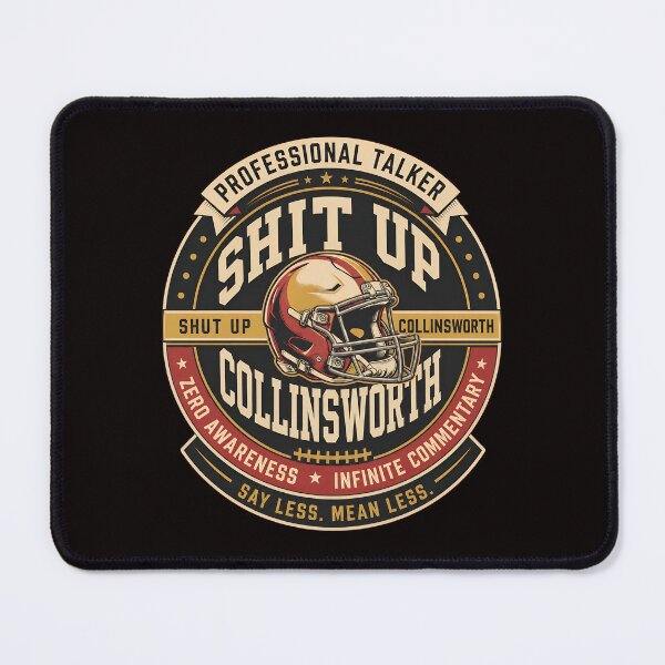 Item preview, Shut Up Collinsworth Professional Talker Football Helmet designed and sold by HEEIKA-ART.