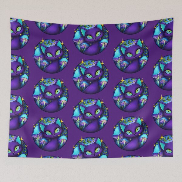 Item preview, Midnight Feline with Fantastic Fungi designed and sold by mcrow-creations.