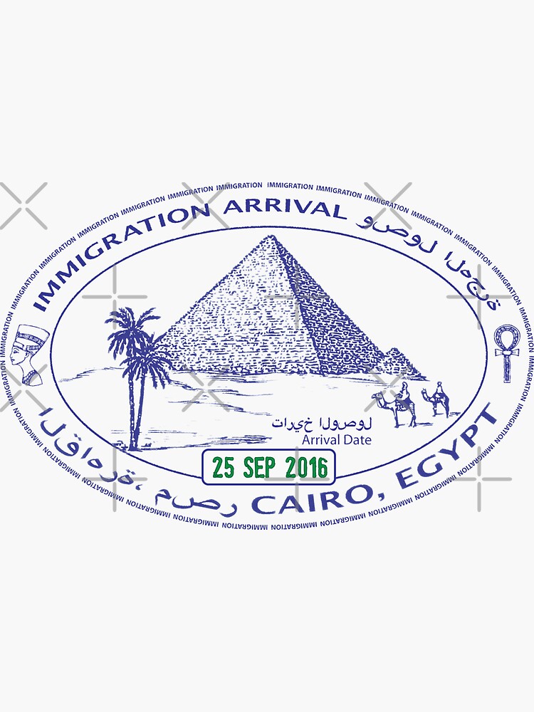 Thumbnail 3 of 3, Sticker, Passport Stamp - Cairo, Egypt designed and sold by travelwitheric.