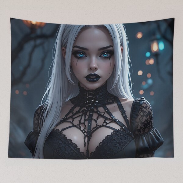 Item preview, Hot Halloween Anime Babe Goth Mommy Waifu Woman designed and sold by Your New Fixation.