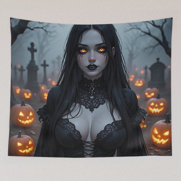 Item preview, Hot Halloween Anime Babe Goth Mommy Waifu Woman designed and sold by Your New Fixation.