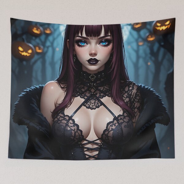 Item preview, Hot Halloween Anime Babe Goth Mommy Waifu Woman designed and sold by Your New Fixation.