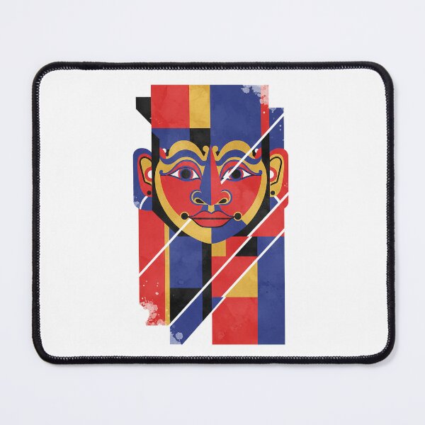 Item preview, Abstract Geometric Tribal Mask – Modern De Stijl Red Blue Gold Art designed and sold by cannsuh.