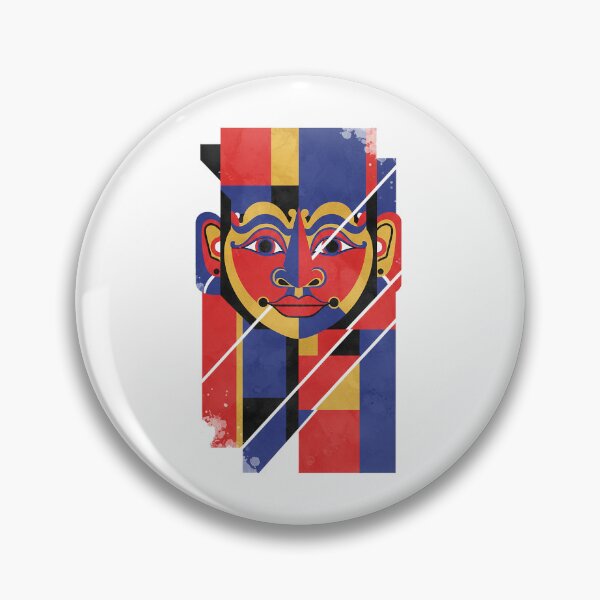 Item preview, Abstract Geometric Tribal Mask – Modern De Stijl Red Blue Gold Art designed and sold by cannsuh.