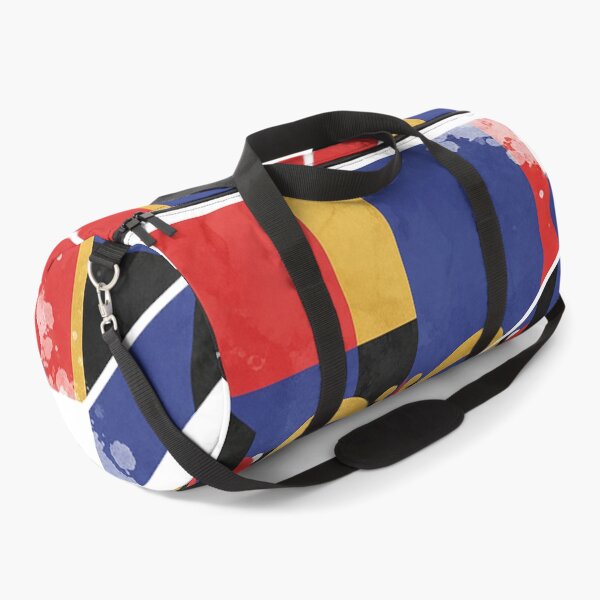 Item preview, Abstract Geometric Tribal Mask – Modern De Stijl Red Blue Gold Art designed and sold by cannsuh.