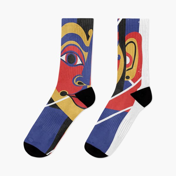 Item preview, Abstract Geometric Tribal Mask – Modern De Stijl Red Blue Gold Art designed and sold by cannsuh.