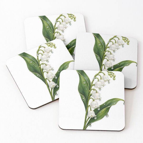 Item preview, Lily of the Valley Rain Drops – Minimal Botanical Nature Art designed and sold by meghnad.
