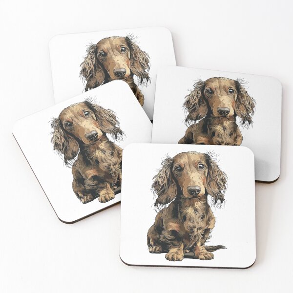 Item preview, Brown Long Hair Dachshund Dog Illustration designed and sold by whyitsme.