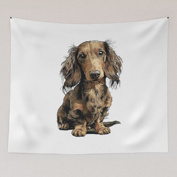Item preview, Brown Long Hair Dachshund Dog Illustration designed and sold by whyitsme.