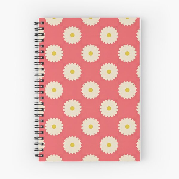 Item preview, Retro Cream Daisy Pattern on Coral Red designed and sold by Mindful Wall Art Studio.