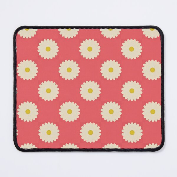 Item preview, Retro Cream Daisy Pattern on Coral Red designed and sold by Mindful Wall Art Studio.