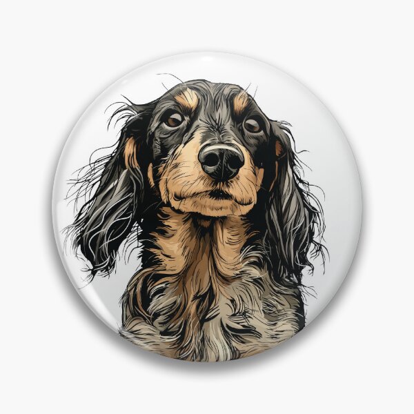 Item preview, Fluffy Dapple Long Haired Dachshund Dog Illustration designed and sold by whyitsme.