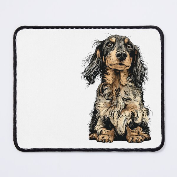 Item preview, Fluffy Dapple Long Haired Dachshund Dog Illustration designed and sold by whyitsme.