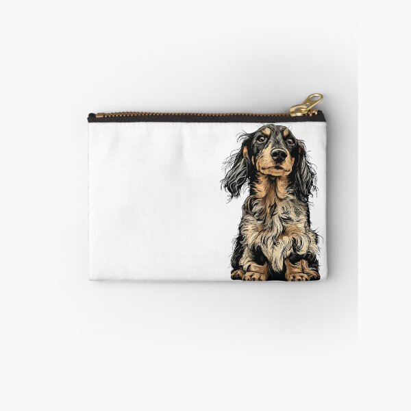 Item preview, Fluffy Dapple Long Haired Dachshund Dog Illustration designed and sold by whyitsme.