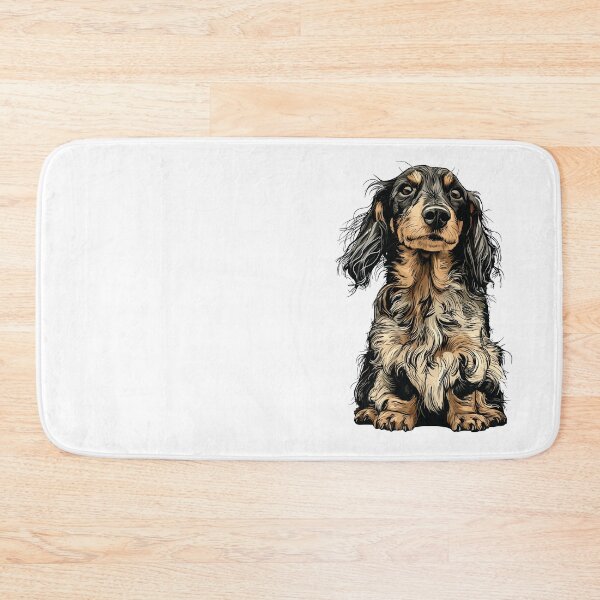Item preview, Fluffy Dapple Long Haired Dachshund Dog Illustration designed and sold by whyitsme.
