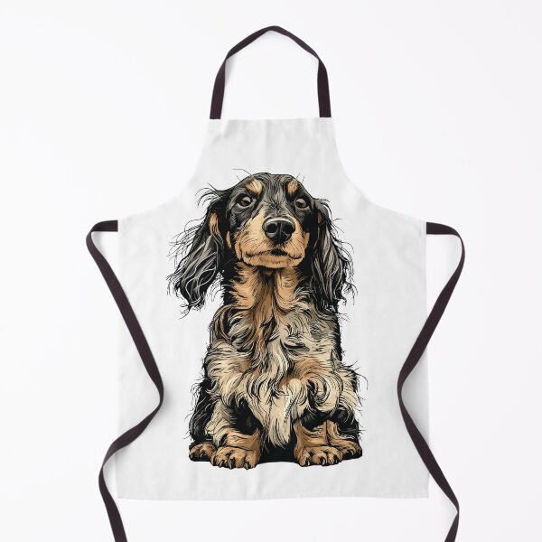 Item preview, Fluffy Dapple Long Haired Dachshund Dog Illustration designed and sold by whyitsme.