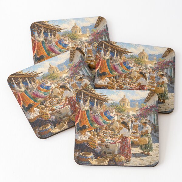 Item preview, Colorful Latin American Artisan Market with Hammocks designed and sold by GutyzDesignsES.