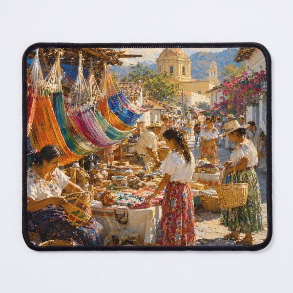 Item preview, Colorful Latin American Artisan Market with Hammocks designed and sold by GutyzDesignsES.