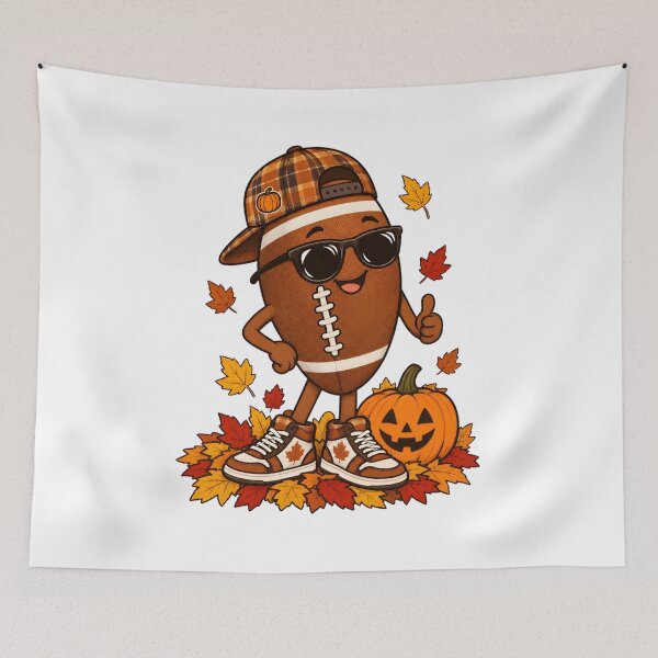 Item preview, Autumn Football Pal with Pumpkin and Leaves designed and sold by GiaoCalonas.