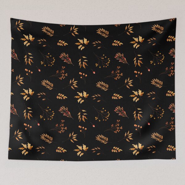 Item preview, Dark Cottagecore Autumn Botanical Leaf Berry Watercolor Pattern designed and sold by FestivityFinds.