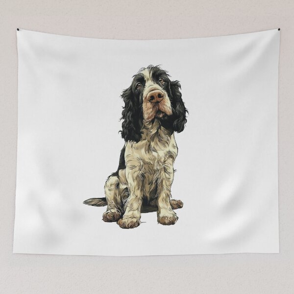 Item preview, Black and White English Springer Spaniel Dog Illustration designed and sold by whyitsme.