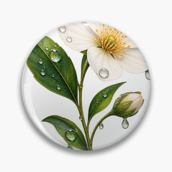 Item preview, White Flower Dew Drops – Minimal Botanical Floral Illustration designed and sold by meghnad.