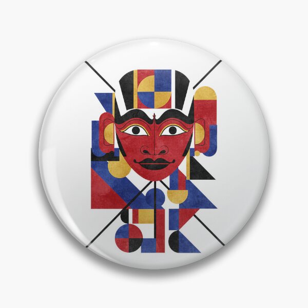 Item preview, Abstract Geometric Tribal Mask – Modern Bauhaus Red Blue Gold Art designed and sold by cannsuh.