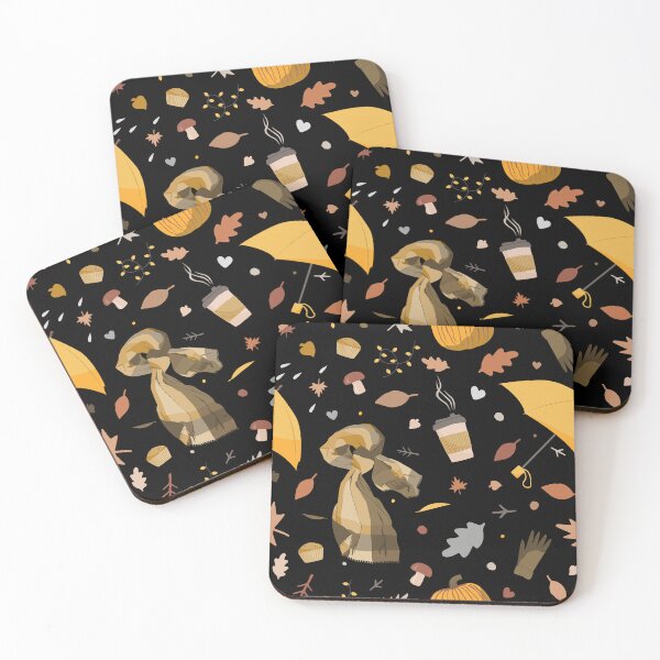 Item preview, Cozy Autumn Rainy Day Scarf Coffee Umbrella Pattern designed and sold by FestivityFinds.