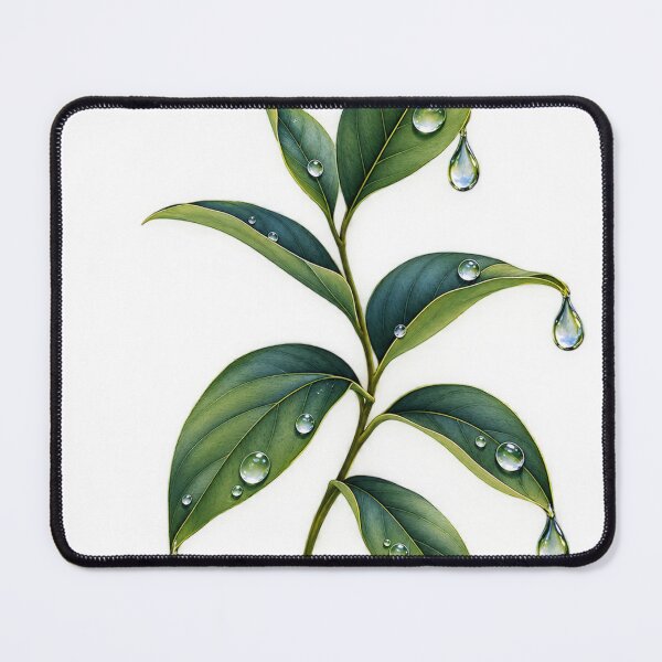 Item preview, Botanical Leaves Rain Drops – Minimal Green Nature Illustration designed and sold by meghnad.