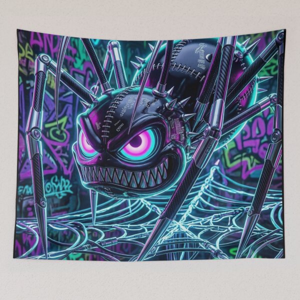 Item preview, Cybernetic Spider in Neon Web designed and sold by kiwiartyfarty.