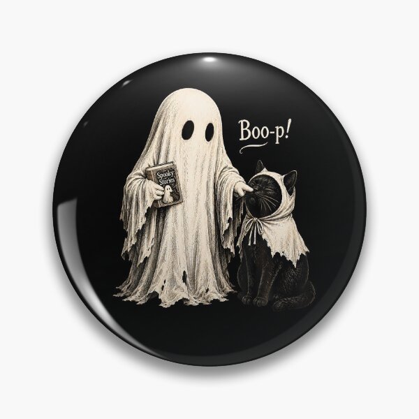 Item preview, Vintage Halloween Ghost Black Cat Boo Spooky designed and sold by HayleePacoch.