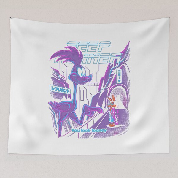 Item preview, Beep Runner Cyberpunk Neon Fast Bird Desert Synthwave Sci Fi Art designed and sold by ParkerDuerson.