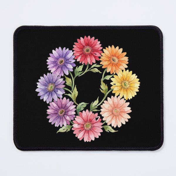 Item preview, Colorful Watercolor Daisy Floral Wreath Mandala Art designed and sold by bvdesignart.