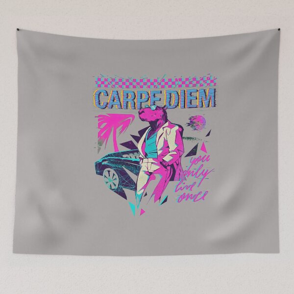 Item preview, Capydiem Synthwave Capybara Retro Sunset Car-44 designed and sold by AnjaIsense.