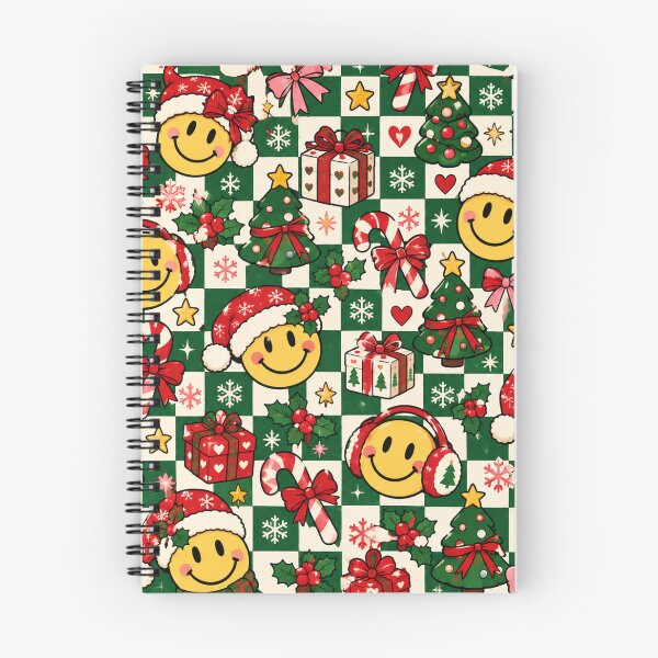 Item preview, Christmas Checkerboard Smiley – Retro Kawaii Holiday Pattern designed and sold by RJACreative.
