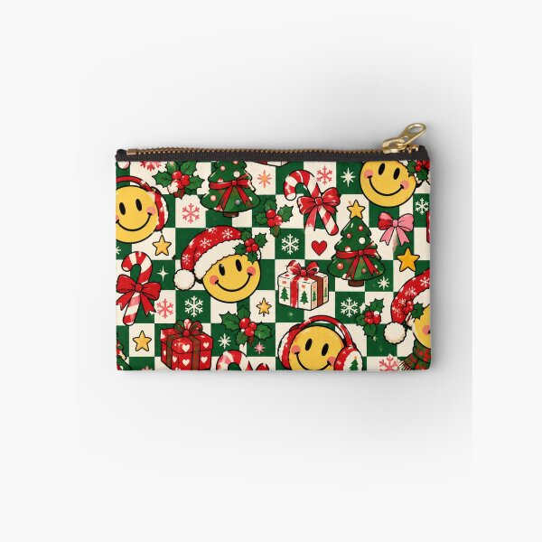 Item preview, Christmas Checkerboard Smiley – Retro Kawaii Holiday Pattern designed and sold by RJACreative.