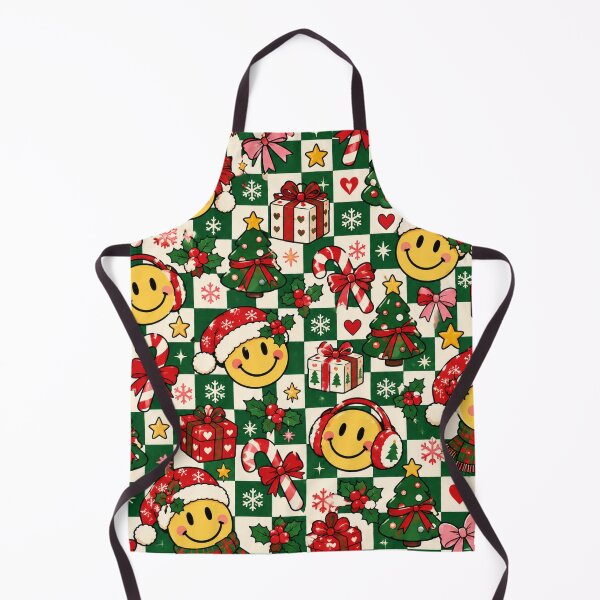 Item preview, Christmas Checkerboard Smiley – Retro Kawaii Holiday Pattern designed and sold by RJACreative.