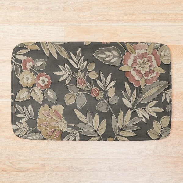 Artikelvorschau, Vintage-Blumenmuster auf anthrazitgrau entworfen und verkauft von Mindful Wall Art Studio.