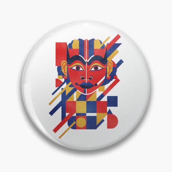 Item preview, Abstract Geometric Tribal Mask – Modern Bauhaus Red Blue Gold Art designed and sold by cannsuh.
