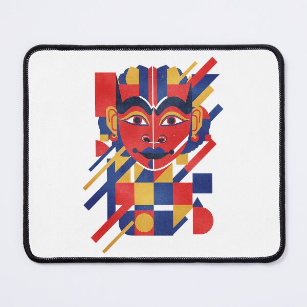 Item preview, Abstract Geometric Tribal Mask – Modern Bauhaus Red Blue Gold Art designed and sold by cannsuh.